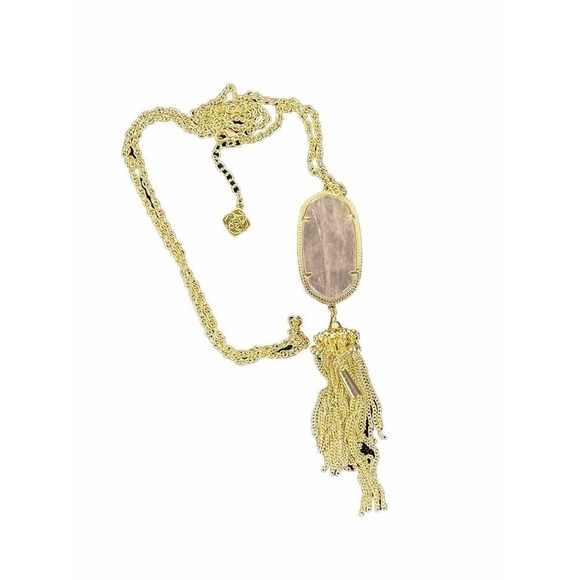 Kendra Scott Rayne Gold Pendant Necklace Mother of Pearl Tassel w/ 20” Chain - Picture 3 of 8